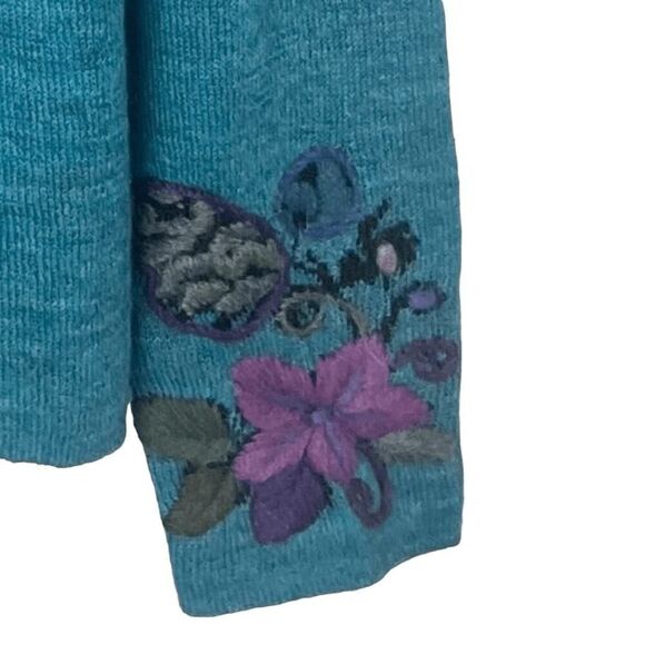 NWT Tey-Art Peruvian Alpaca Floral Embroidered Reversible Cardigan Sweater Sz S - Picture 3 of 13